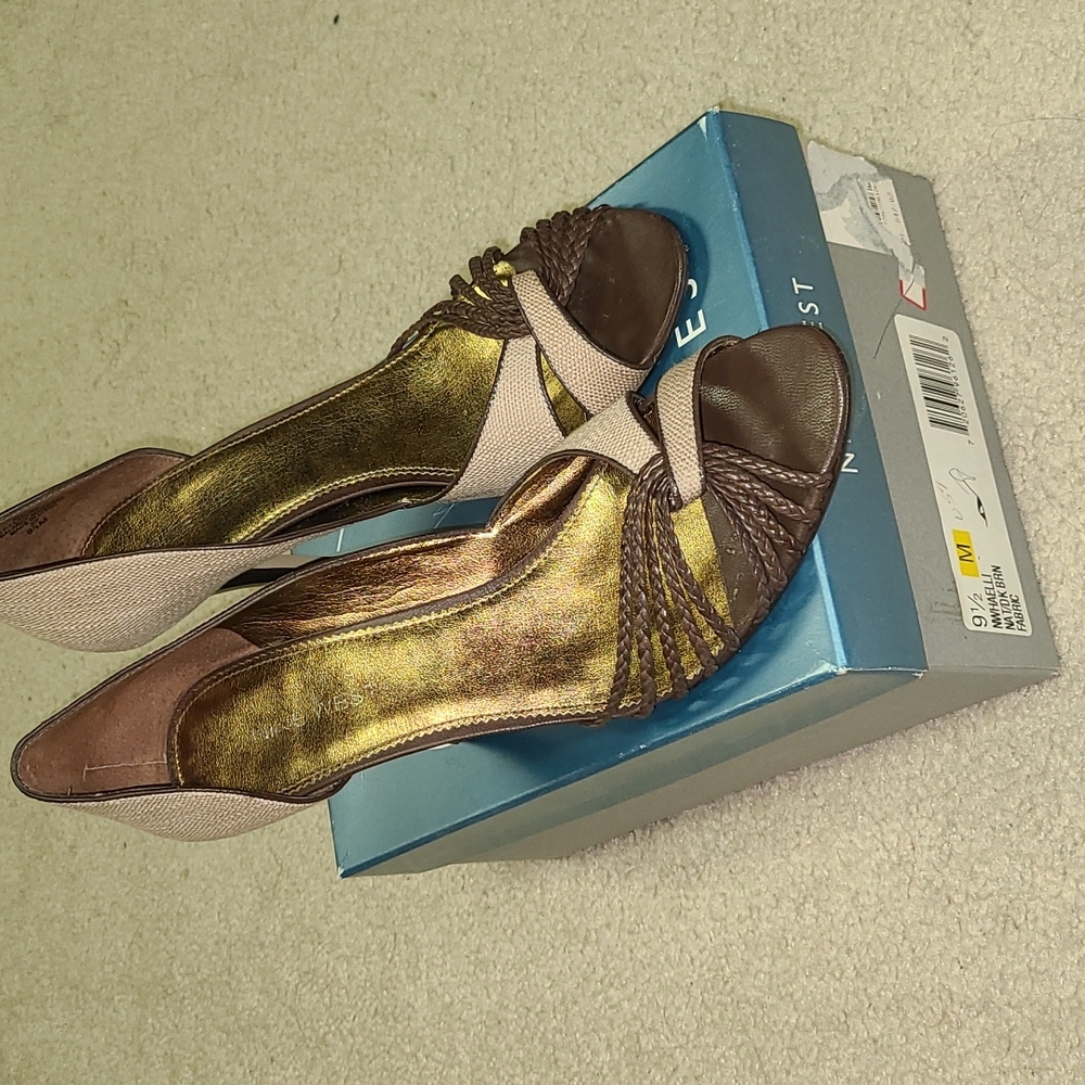 Nine West Beige and Brown Combo Textured Heels